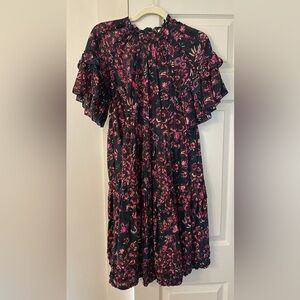 Ulla Johnson, size 4, navy and magenta print, cotton blend dress